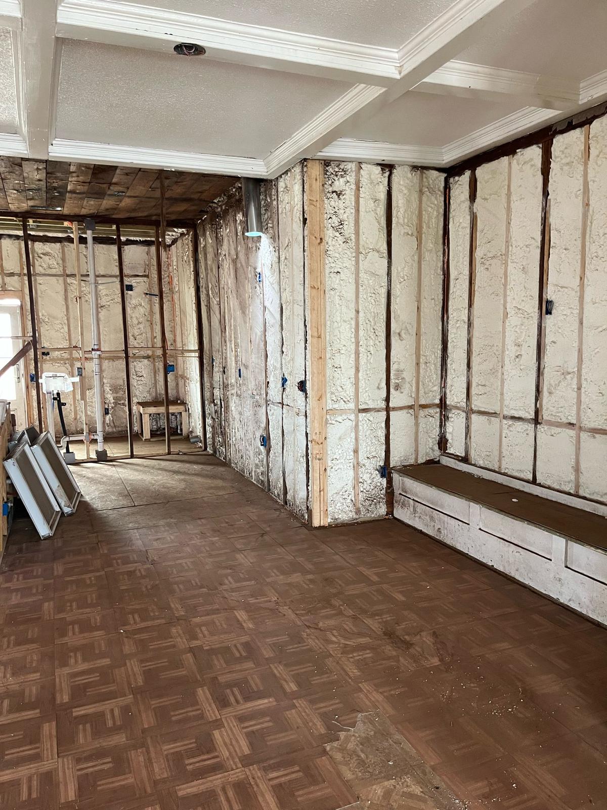 Room stripped to studs before XPRT remodel